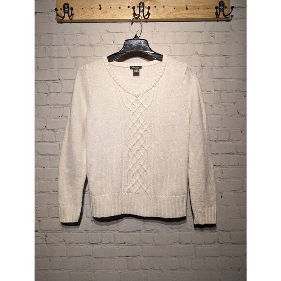 Eddie Bauer cream cable knit sweater small - Picture 1 of 3